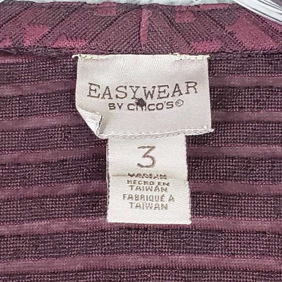 Easywear By Chicos Slinky Knit Cardigan Jacket Size 3 US XL Geometric LS Red - Picture 6 of 9